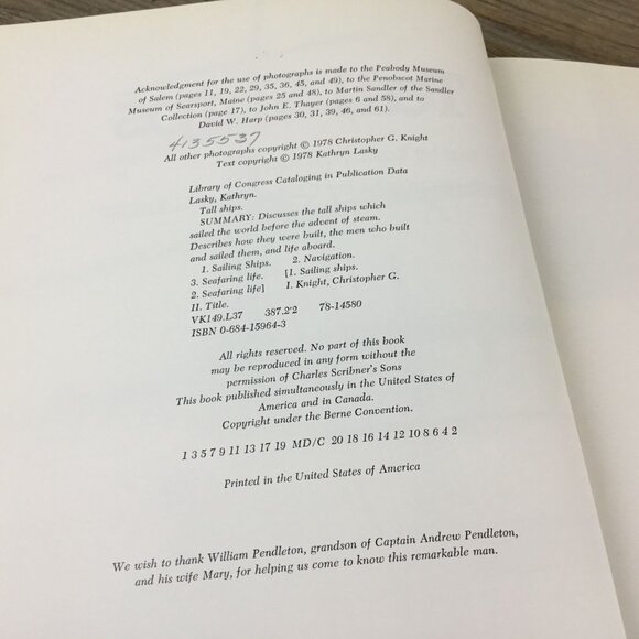 Tall Ships Hardcover Book By Kathryn Lasky & Christopher G. Knight 1978 Dust Jac - Picture 5 of 8